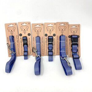 Bath & Body Works Purrfect Paws Blue Gingham Pet Dog Collar and Leash Set